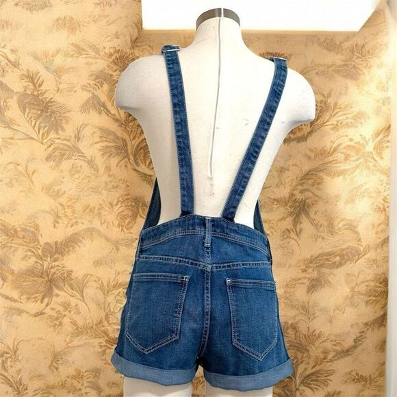 Old Navy Short Jean Overalls Straight 90s Medium Wash Denim Small - Picture 3 of 7